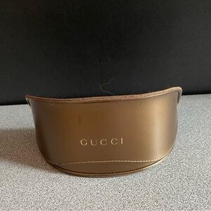 Gucci Gold Toned Leather Large Sunglass Case
